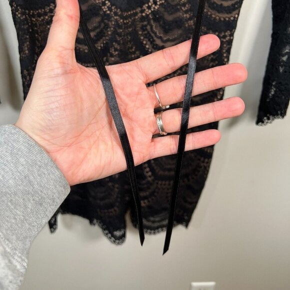 For Love & Lemons Rosalita Lace Dress Size Small Black Plunge Party Cocktail - Picture 7 of 12